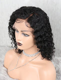 Curly Human Hair Lace Front Wigs Free Parting With Removeable Bands