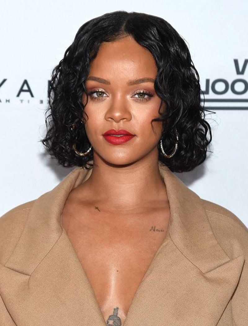 Rihanna Inspired Celebrity Wigs 12 Inches Curly Bob Virgin Hair Lace Front Instock Wig