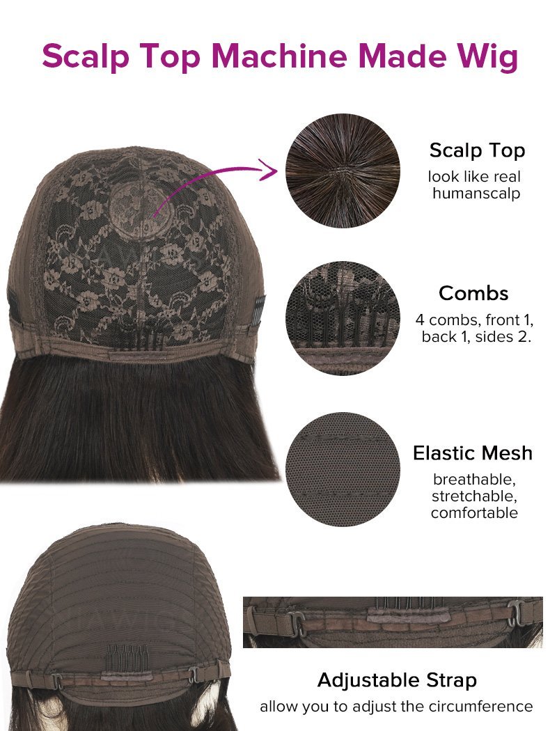Achieve a gorgeous style with our scalp top Bob Straight wig made