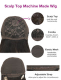 Scalp Top Wig Fashion Curly Human Hair Wigs With Bangs Machine Made