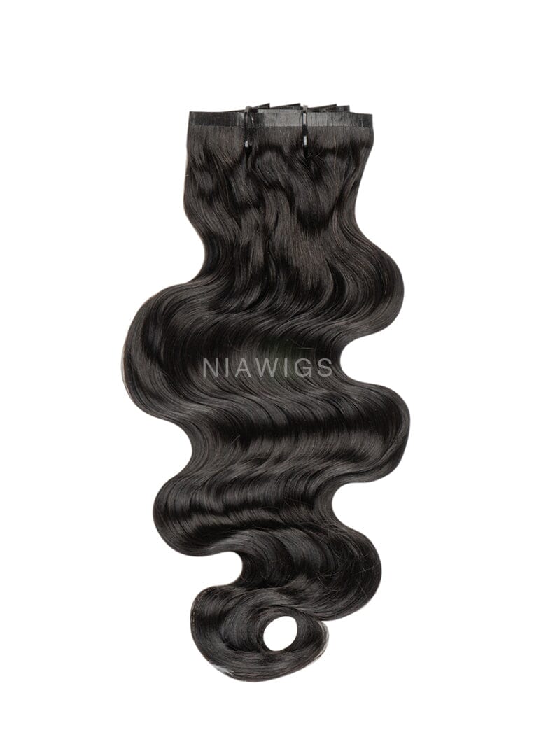 Seamless PU Weft Clip-In Hair Extensions Brazilian Human Hair Body Wave