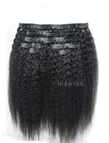 Seamless PU Weft Clip-In Hair Extensions Brazilian Human Hair Kinky Straight