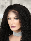 Tight Curls Human Hair Glueless Full Stretchable Wigs With Preplucked Natural Hairline