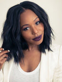 Natural Wavy Short Bob Human Hair 5x5 Inches Lace Front Wigs
