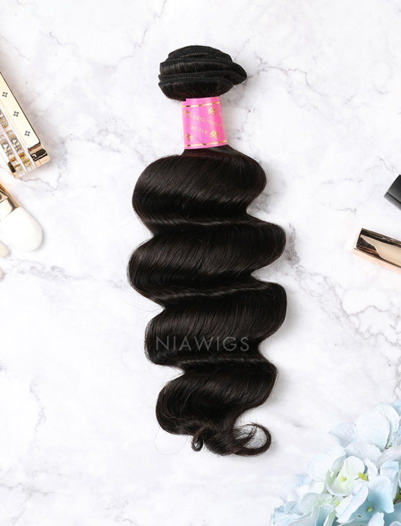 Hair Weft With Lace Closure Natural Color Deep Wave Brazilian Human Hair