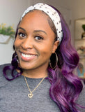 Donna #Purple Headband Wig Human Hair Wigs (WITH FREE TRENDY HEADBAND)