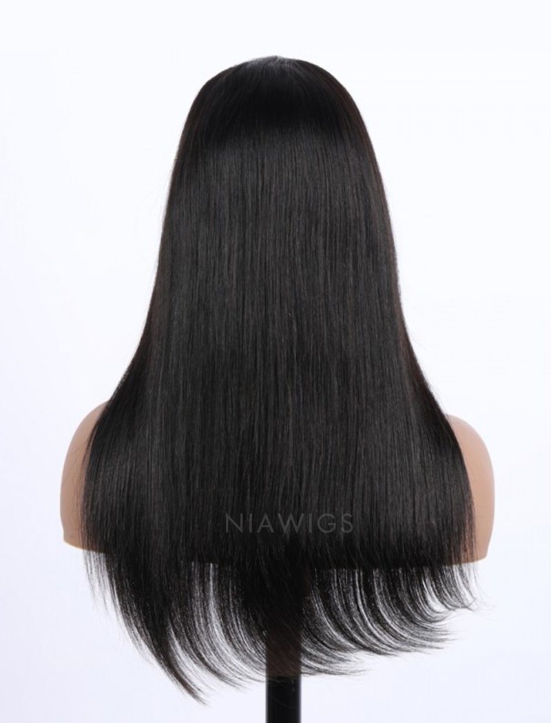 Silky Straight Human Hair 150% Density Stock Wig 3/4 Half Machine Made – NiaWigs