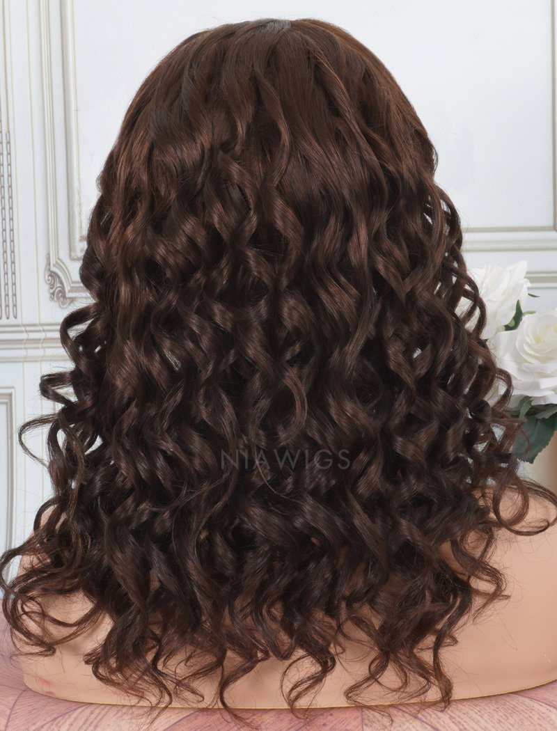 Headband Wig Loose Wave Human Hair Wigs #4 Medium Brown (WITH FREE TRENDY HEADBAND)