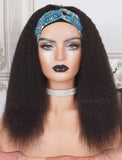 Headband Wig Kinky Straight Human Hair Wigs (WITH FREE TRENDY HEADBAND)