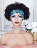 #1 Jet Black Afro Kinky Curly Headband Wig Human Hair Wigs