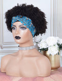 #1 Jet Black Afro Kinky Curly Headband Wig Human Hair Wigs
