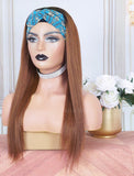 Dark Roots Ombre #4 Brown Headband Wig Human Hair Wigs (WITH FREE TRENDY HEADBAND)