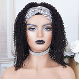 100% Human Hair Wigs Afro Kinky Curly Headband Wig