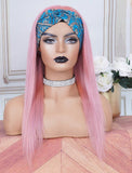 Pink Headband Wig Human Hair Wigs (WITH ONE FREE TRENDY HEADBAND)