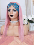 Pink Headband Wig Human Hair Wigs (WITH ONE FREE TRENDY HEADBAND)