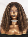 Denise #Highlight 3B 3C Curly Human Hair Lace Colored Wigs