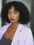 Scalp Top Wig Fashion Curly Human Hair Wigs With Bangs Machine Made