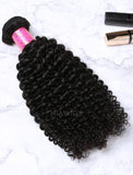 Hair Weft With Lace Closure Natural Color Brazilian Kinky Curly Human Hair