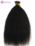 Clearance I Tip Human Hair Extensions Micro Links Kinky Straight #1 Jet Black (WITH FREE BEADS,LOOP THREADER)
