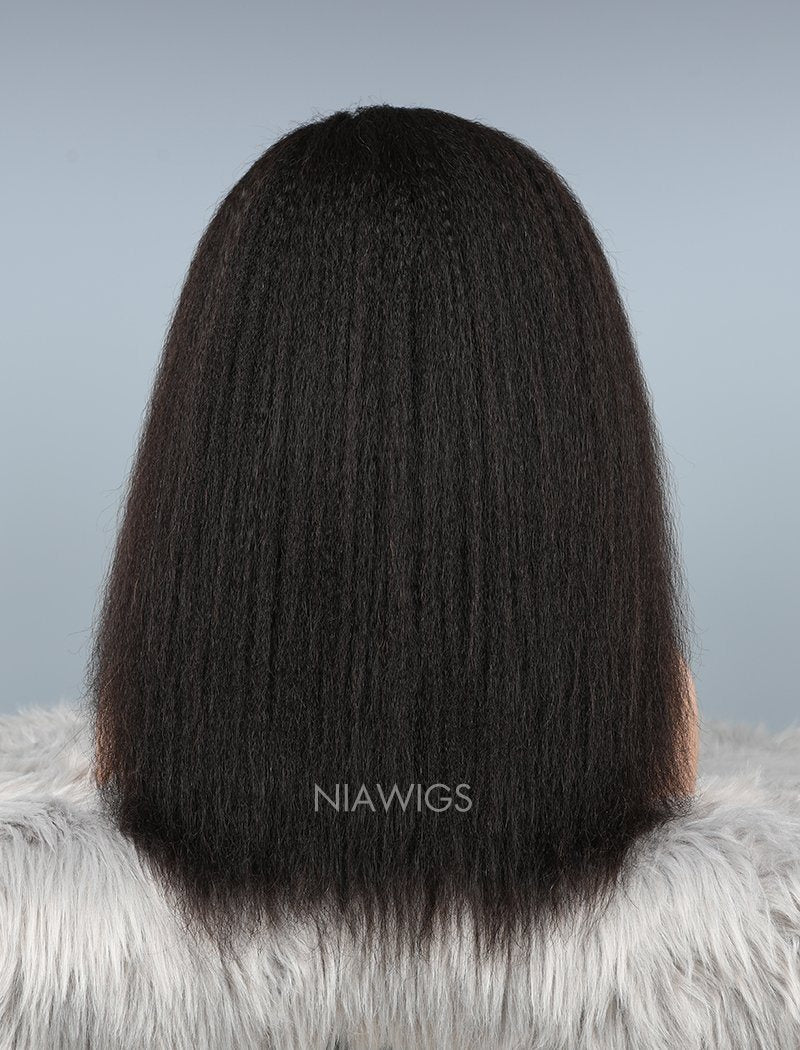 Kinky Straight Lace Front Wigs Thicker Human Hair Lace Wig
