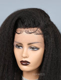 Kinky Straight Glueless Full Lace Wig Thicker Human Hair Wigs