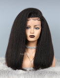 Kinky Straight Glueless Full Lace Wig Thicker Human Hair Wigs