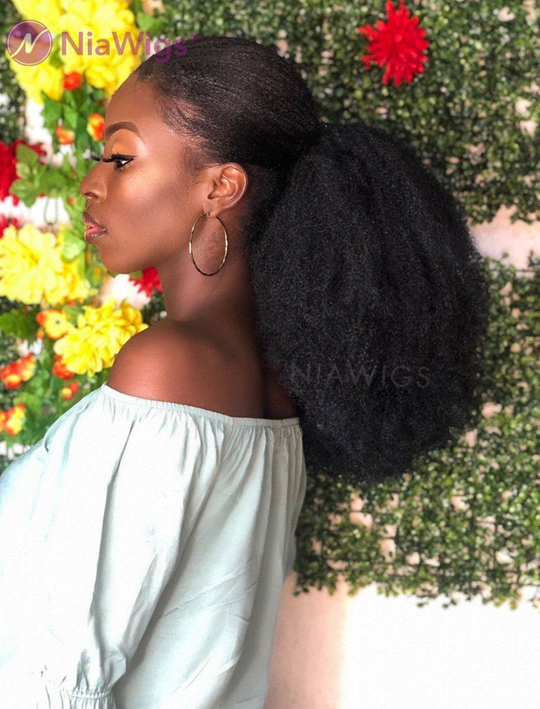 4B 4C Afro Kinky Curly Drawstring Ponytail Human Hair Extensions