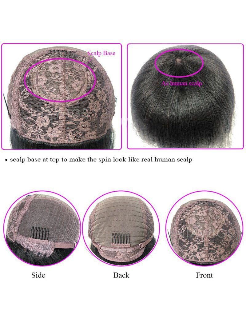 Bob Cut 100% Human Hair Wig With Bangs 150% Density Scalp Top None Lace Wigs