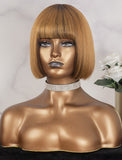 Taylor Swift Celebrity Short Bob Virgin Hair Lace Front Wig With Bangs