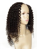 Kinky Curly U Part Human Hair Wigs With Middle Part Opening