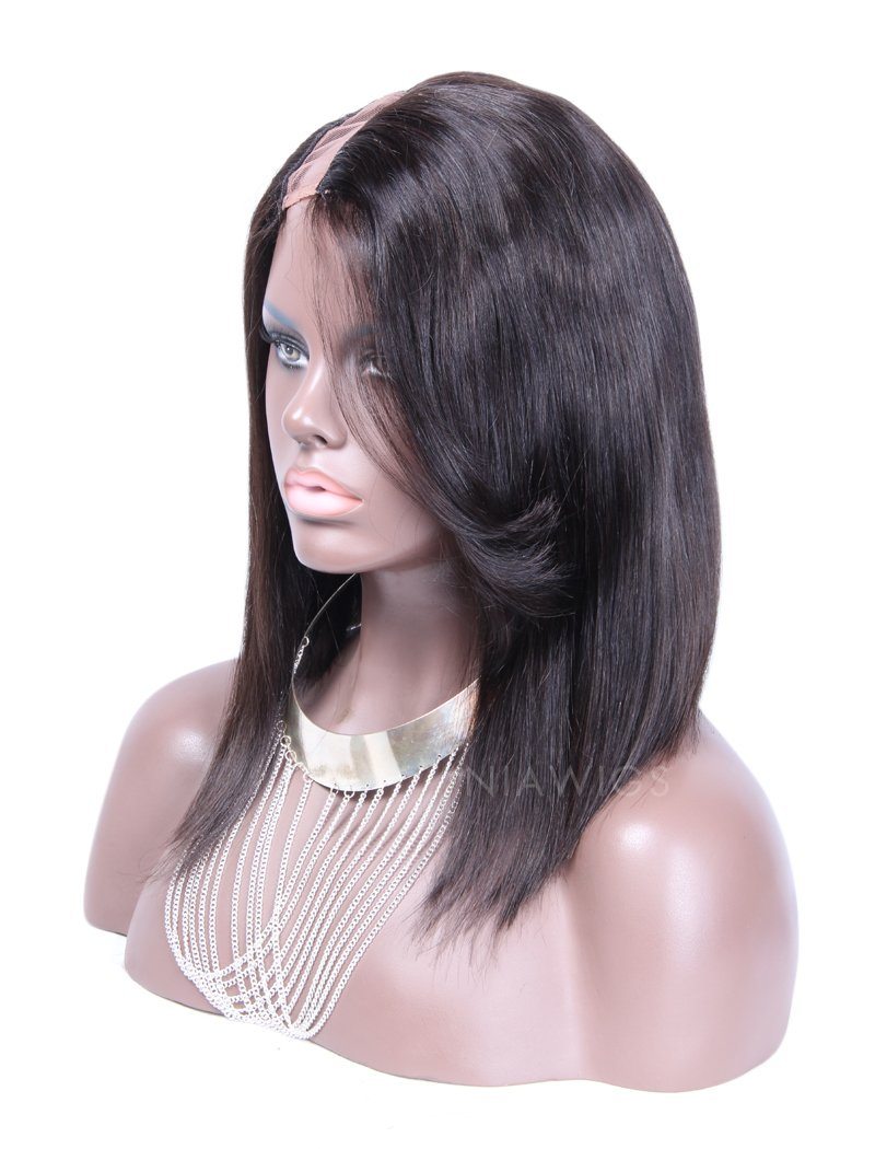 Bob Straight U Part Human Hair Wigs With Side Part Bangs