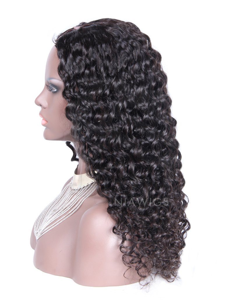 Best Selling Curly U Part Human Hair Wig Natural Black Upart Wigs