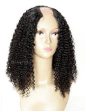 #1 Jet Black U Part Human Hair Wig Kinky Curly Upart Wigs
