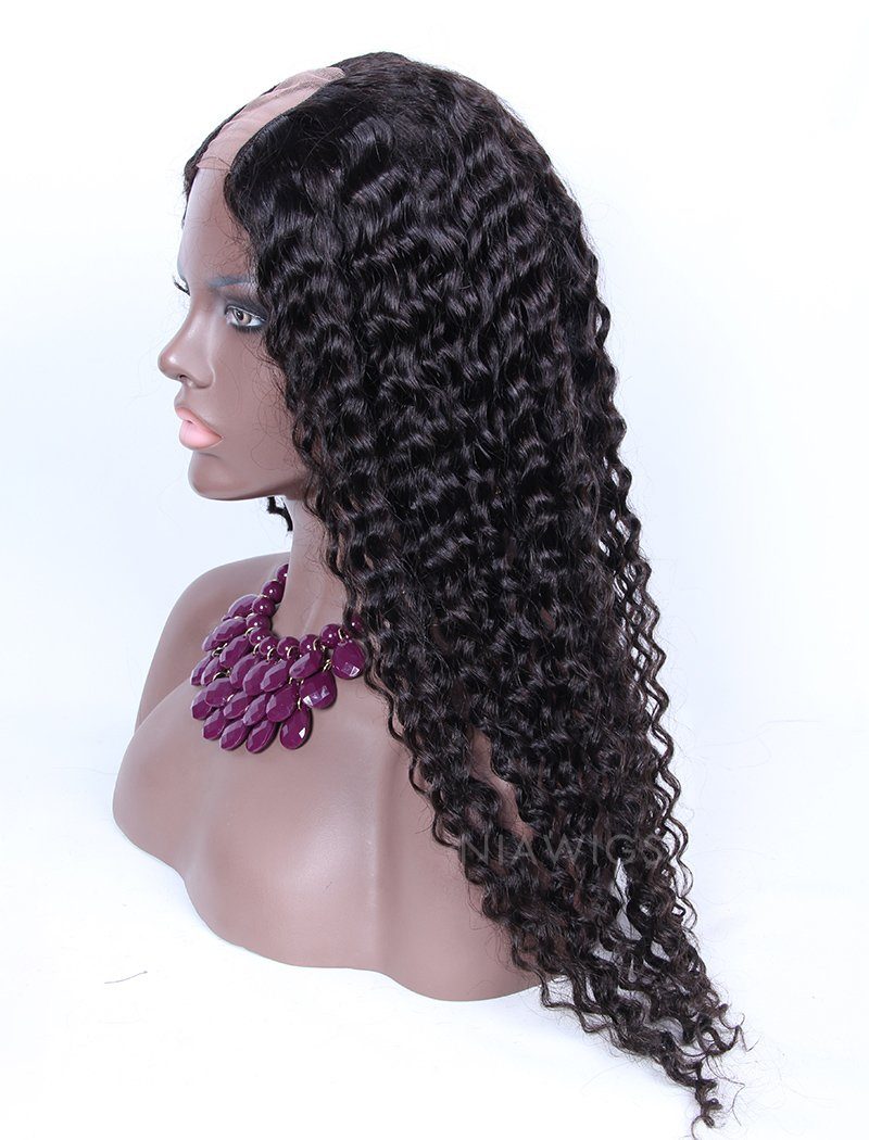 Loose Curly U Part Human Hair Wig Natural Black Upart Wigs NiaWigs