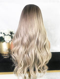 Yvette Virgin Hair Full Lace Wig 22 Inches Brown Roots & Silvery Grey