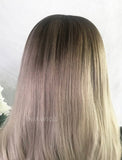 Yvette Virgin Hair Full Lace Wig 22 Inches Brown Roots & Silvery Grey