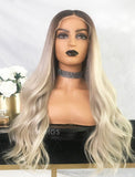 Yvette Virgin Hair Full Lace Wig 22 Inches Brown Roots & Silvery Grey