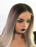 Yvette Virgin Hair Full Lace Wig 22 Inches Brown Roots & Silvery Grey