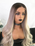 Yvette Virgin Hair Full Lace Wig 22 Inches Brown Roots & Silvery Grey