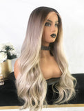 Yvette Virgin Hair Full Lace Wig 22 Inches Brown Roots & Silvery Grey