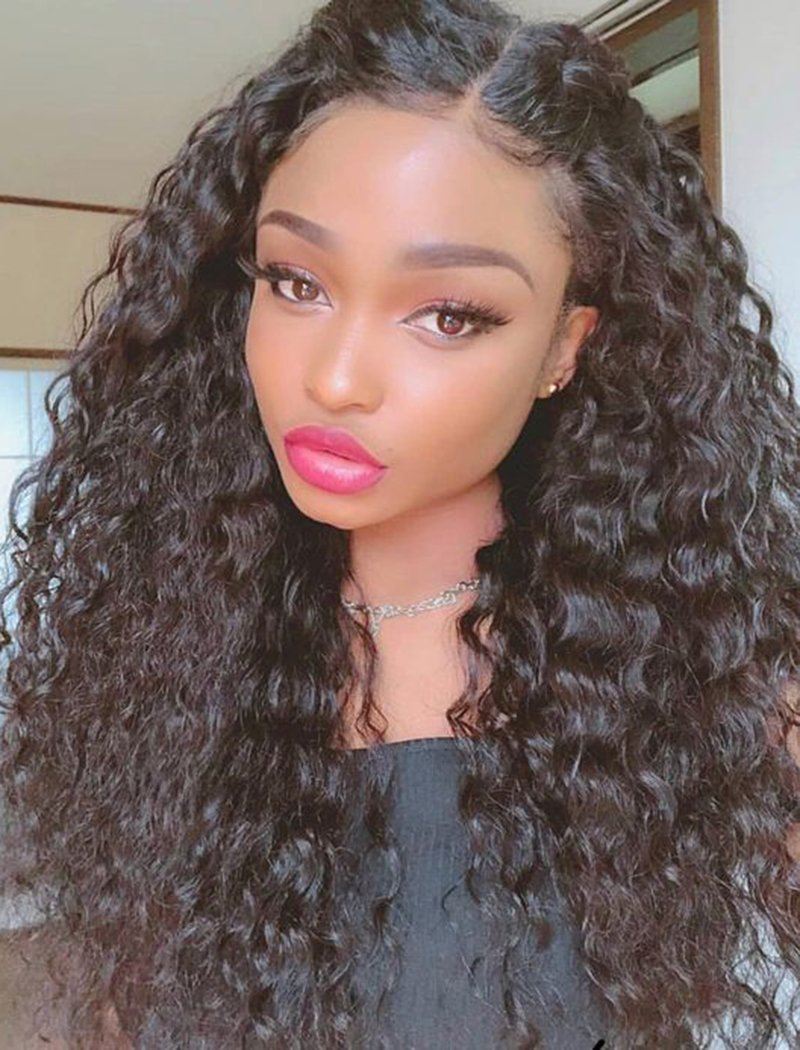 Loose Curly Human Hair Lace Front Wigs With Natural Hairline